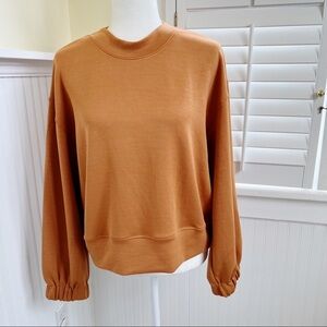 M by Magaschoni Super Soft Cinnamon Orange Balloon Sleeve Sweatshirt Size Medium